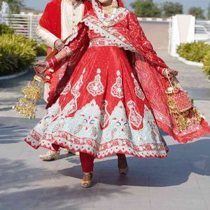 Wedding Suit -  Heavy Flow Anarkali suit with Farookhabadi intricate embroidery